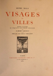  p Henri b Malo b p p i Visages de Villes i p p edition illustree de p p cinquante eaux fortes originales p p par Albert b Lechat b p p Preface par Emile b Verhaeren b p 