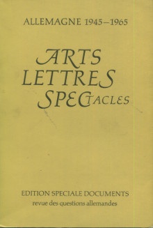 p Arts Lettres Spectacles p p Allemagne 1945 1965 p p Paul Schalluk et Robert Wintzen dir p 