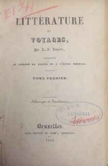  p Litterature et Voyages p p i Allemagne et Scandinavie i p p Deux tomes en un volume p p Ampere J J p 