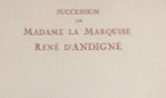 Andigné marquise René d'   Succession   Vente 1933