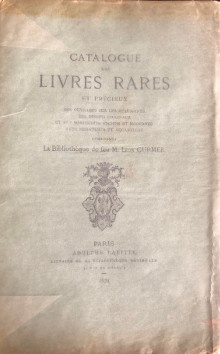  p Bibliotheque de feu p p M Leon Curmer p p Catalogue des livres rares p p et precieux p p des ouvrages sur les Beaux Arts p p des dessins originaux p p et des manuscrits anciens et modernes p p avec miniatures et aquarelles p p 1874 p 