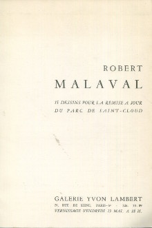  p Robert Malaval 15 dessins pour la remise a jour du parc de Saint Cloud p p Galerie Yvon Lambert p 