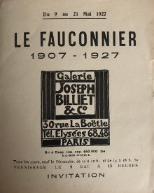  p Le Fauconnier p p 1907 1927 p p Galerie Joseph Billiet p p Cie p 