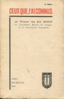p Ceux que j ai connus p p Bosch Firmin van den p