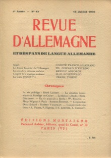  p Revue d Allemagne et des pays de langue allemande n 45 juillet 1931 p p Collectif p 