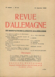  p Revue d Allemagne et des pays de langue allemande n 51 janvier 1932 p p Collectif p 