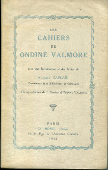 Les Cahiers de Ondine Valmore em avec une introduction et des notes de Albert Caplain em