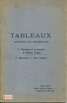 Tableaux anciens et modernes Succession de Madame Teutsch Haro Etienne et Robert experts 